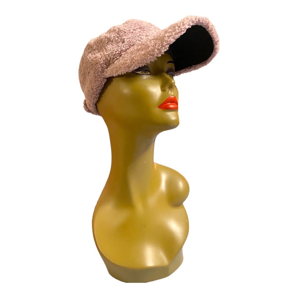Pale Pink plush Furry Ball Cap Hat